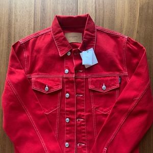 Red Denim Canvas Jacket by Sandro Paris.